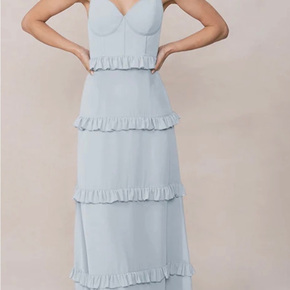 Elegant Blue Ruffle Dress